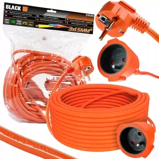 Elektrický predlžovací kábel čierny 10 m 3X1,5 mm IP20